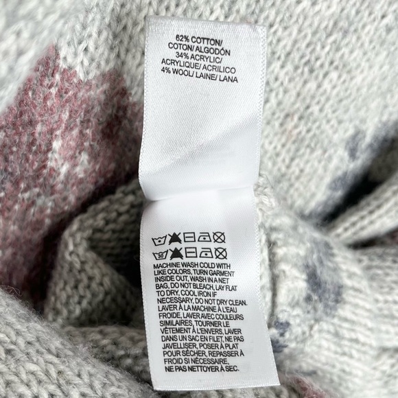 Lucky Brand Wool Blend Scoop Neck Floral Bell Sleeve Sweater in Grey Size Medium - Picture 9 of 9